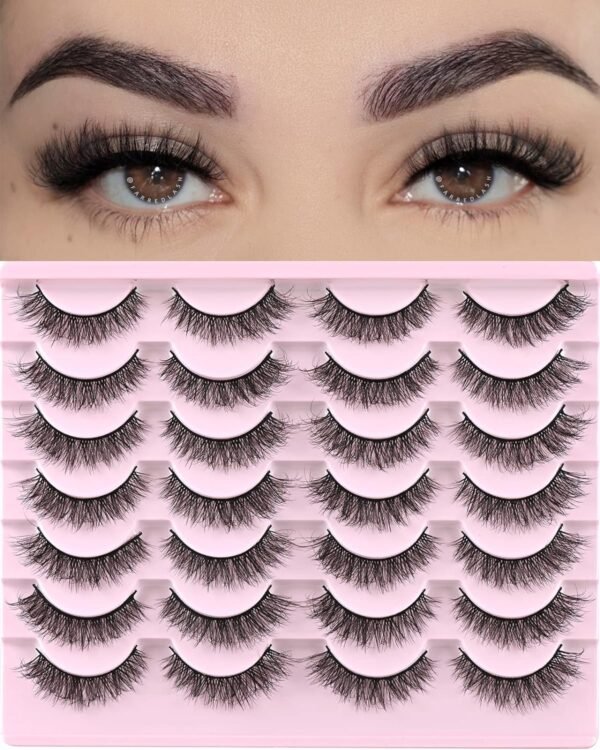 81gCeujiuuL._SL1500_.jpg FARRED Natural Lashes Short Eyelashes Wispy False Mink Lash Pack 14 Pair Natural Look Fluffy Cat Eye Strip Eyelash Small Fake Lashes Full Pestañas Sets for MUA and Beginners Daily Makeup (F1 | 8-14mm)