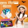 Face Painting Kit for Kids - 20 Colors Water Based Non-Toxic Paint With Stencils & Brushes - Professional Body Makeup Kit for Parties, Birthdays, Halloween