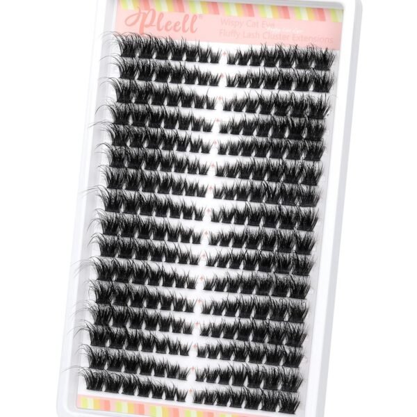 81gPR8vWP3L._SL1500_.jpg Fluffy Lash Clusters Wispy D Curl Eyelash Clusters 7-19MM Cluster Eyelash Extensions 224Pcs Cat Eye Individual Lashes Clusters Soft Luxury DIY Lash Extension Clusters at Home by Pleell