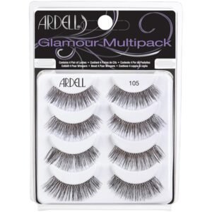 Ardell Glamour False Eyelashes Multipack 105 - Lightweight, Natural Volume Lashes, Comfortable, Easy to Apply, 4 Pairs, 1-Pack