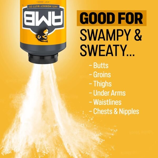 Anti Monkey Butt Body Powder for Women & Men - Anti-Chafing & Anti-Itch Foot Powder with Calamine - Absorbs Sweat & Fights Friction for Thighs, Arms, Chest - Talc-Free Hypoallergenic Formula - 8 oz