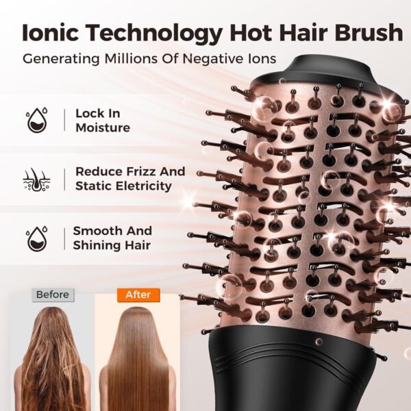 81gokdJQOFL._AC_SL1500_.jpg slopehill Mini Dual Voltage Hair Dryer Brush,1000 Watts Travel Hot Air Brush with European Plug, Ionic One Step Hair Dryer and Styler for Women for Home & Salon, 2 Heat & 2 Speed Settings