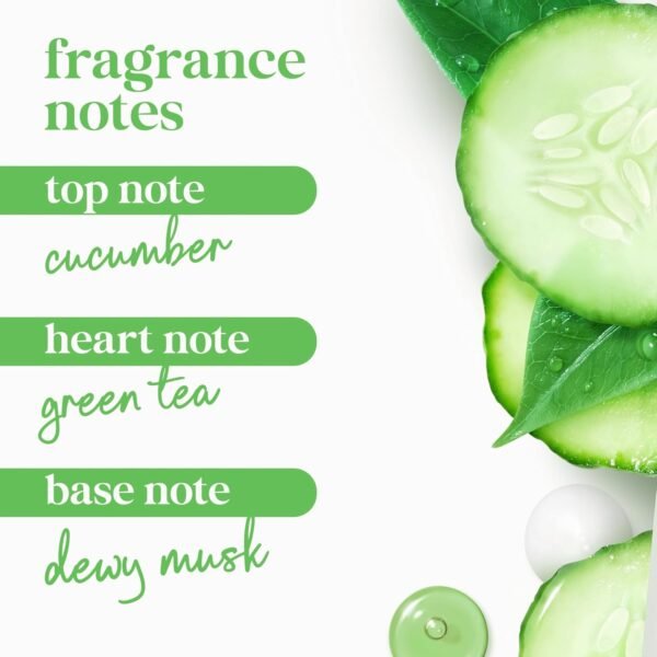 Dove Body Wash with Pump 3 Count Refresh Cucumber and Green Tea for 24hr Lotion-Soft Skin Moisturizing Skin Cleanser with No Sulfates No Parabens