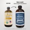 81h6ocULjeL._SL1500_.jpg Florisan Organic Castor Oil 16oz Glass Bottle, Cold Pressed, Hexane-Free, Non-GMO, 100% Pure Castor Oil for Hair Growth, Skin, Lashes, Eyebrows, EWG Verified & USDA Organic Certified
