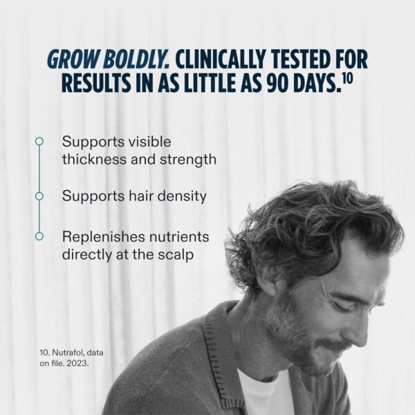 Nutrafol Men's Hair Serum, Clinically Tested to Support Visibly Thicker Hair and Scalp Coverage, Lightweight and Non-Greasy, for Daily Use - 30mL, 1 Bottle