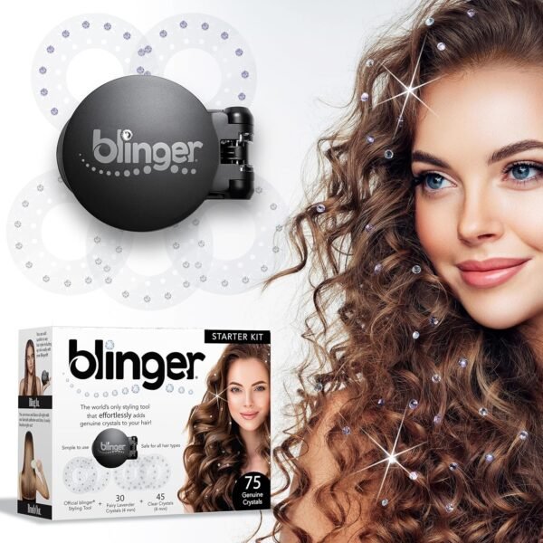 81hWcYLfAL._SL1500_.jpg blinger® Starter Kit | Women's Hair Styling Tool + 75 Precision-Cut Glass Crystals | Bling in Seconds! Bedazzling Multi-Faceted Gems | Hair-Safe – Bling In Brush Out
