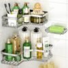 MAXIFFE 3 Pack Corner Shower Caddy with Soap Holder, Large Capacity Sturdy Easy Install No Drilling Stainless Steel Hold 40 LBS Shower Organizer Shelves Rack Storage for Family Renter Bathroom, Silver