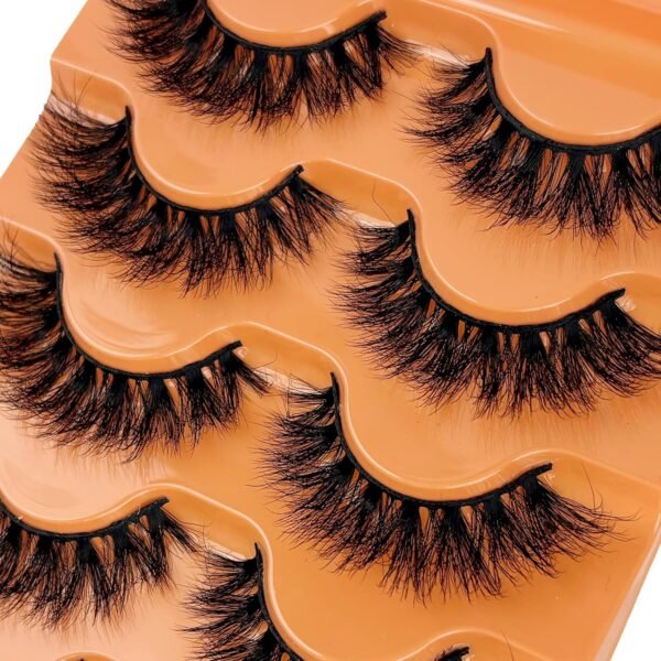 81hhqC-hF6L._SL1500_.jpg Faux Mink Lashes Fluffy 3D False Eyelashes 18mm Wispy Volume Lashes that Look Like Extensions 5 Pairs Strip Lashes by FOINEMYED