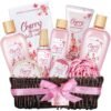 Green Canyon Spa Gift Baskets for Women Cherry Blossom Bath and Body Work Gift Set with Bubble Bath,Body Lotion Spa Gifts for Women Mothers Day Gifts for Mom