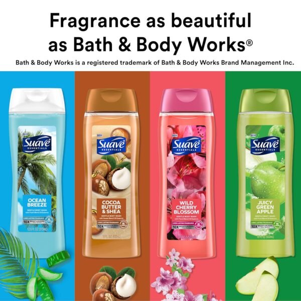 Suave Moisturizing Body Wash, with Juicy Apple and Vitamin E Extract, No Parabens, No Phtahaltes, 18 Oz Pack of 6