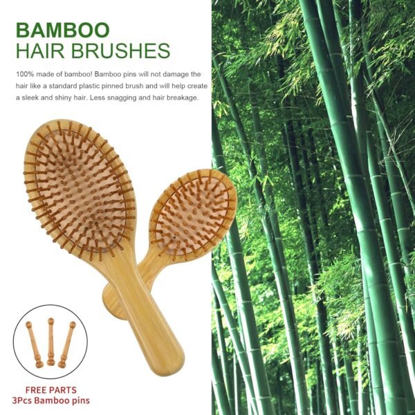 81i36A8IEL._SL1500_.jpg MRD Hair Brush Set, Natural Bamboo Comb Paddle Detangling Hairbrush, Wide-tooth and tail comb No Bristle, suit for Women Men and Kids Thick/Thin/Curly/Dry Hair Gift kit