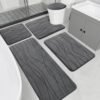 YIHOUSE Memory Foam Grey Bathroom Rug Sets 5 Piece, Ultra Absorbent Bath Mat for Bathroom - Non-Slip Machine Washable & Dry Quickly, 5 Piece Bathroom Mat Set, Dark Grey