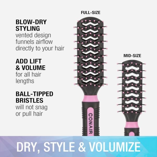 81iFAuFnTuL._SL1500_.jpg Conair Salon Results Vent Hairbrush Set - Detangling Hair brush - suitable for men and women - features Travel + Full-size - Pink/Black