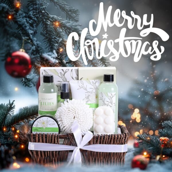 Spa Gift Baskets For Women Body & Earth 10pcs Spa Gifts For Women, Lily Gift Baskets Bath and Body Works Gift Set For Women with Bubble Bath, Body Lotion, Christmas Gift Baskets for Women Bath Set