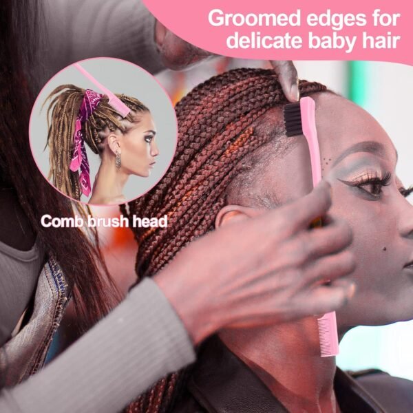 3 Pcs Slick Back Hair Brush, Rat Tail Comb, Edge | Bristle Brush, Hair Accessories for Girls, Kids, Toddlers Sleek Ponytail/Bun, Edge Control and Smoothing Baby Hair & Flyaways