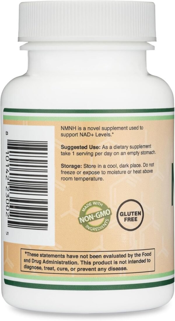 NMNH (NMN Supplement Alternative) (Dihydronicotinamide Mononucleotide) 250mg Per Serving, 60 Count (30 Servings) NAD Supplement to Boost NAD+ Levels As We Age (Non-GMO, Gluten Free) by Double Wood