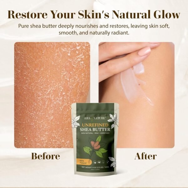 Organic Unrefined Raw African Ivory White Shea Butter 8oz - Moisturizing Raw Shea Butter Bar for Skin & Hair, DIY Lip Balm Base, Cream, Soap & Lotion Making Supplies Kit, Skincare