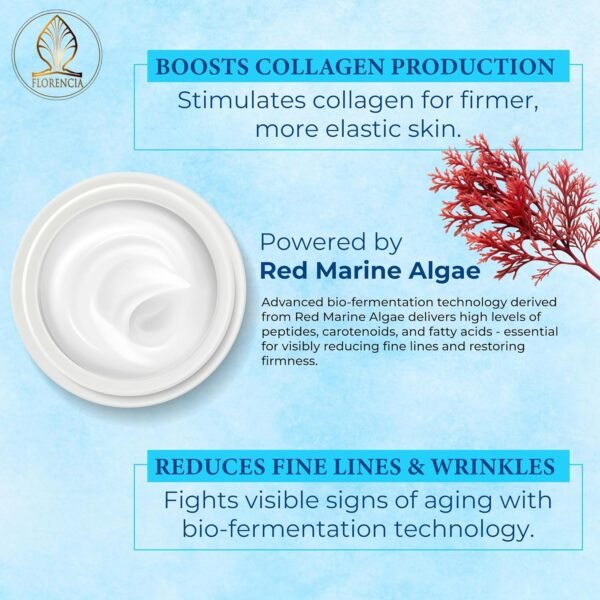81iw4y-nB5L._SL1500_.jpg Florencia Marine Moisturizer - Youthful Radiance Face & Neck Cream - Hydrating, Wrinkle-Reducing, Firming Cream with Hyaluronic Acid for Men & Women, 2 oz