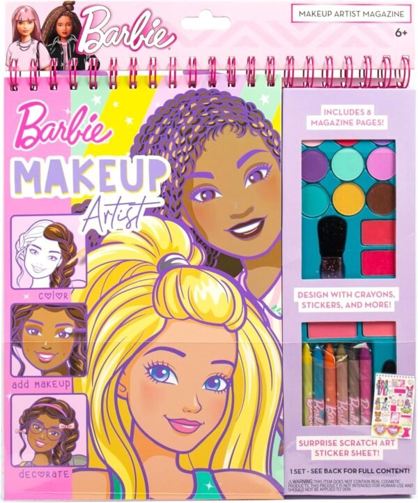 Horizon Group USA Barbie Magazine - Create Hair & Makeup Looks with 130+ Stencils, 180+ Stickers, Crayons & Pretend Makeup