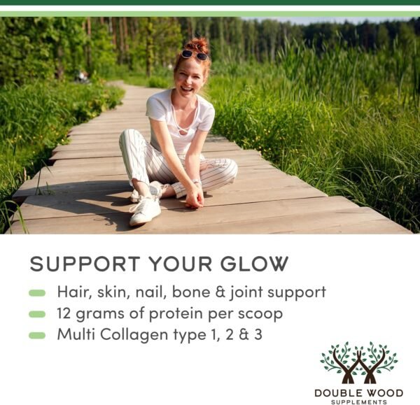 Collagen Peptides Powder - Hydrolyzed Collagen, Keto Safe - 16.08oz - Multi Type 1, 2, and 3 (Grass Fed Bovine Source)(Colageno Hidrolizado) Collagen Supplements for Women and Men by Double Wood