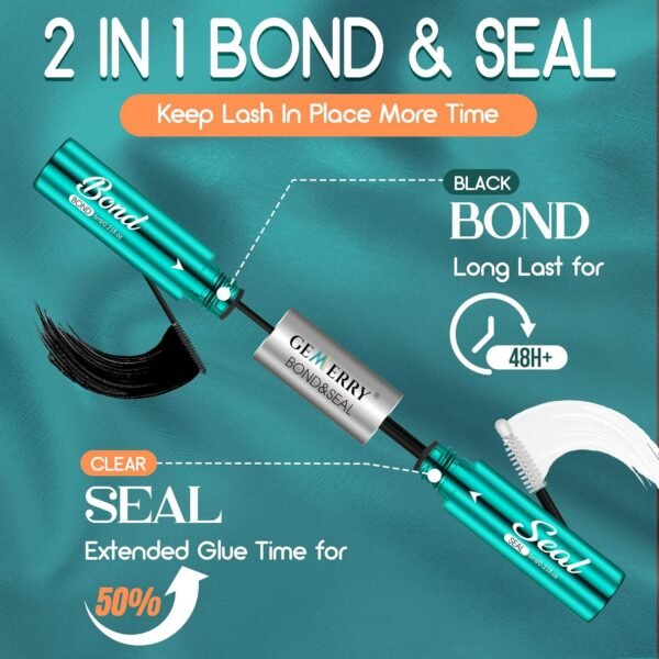 GEMERRY Lash Bond and Seal Waterproof Sensitive Eyes-Friendly Lash Cluster Glue New Upgraded Formula 12 ml Strong Hold Eyelash Glue for Self Use at Home