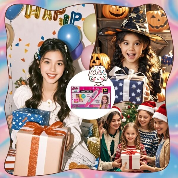 Hair Gem Stamper Kit, Bling Hair Jewels for Girls Toys, Hair Styling Tool with Reusable Shining Diamonds, Birthday Gifts Toys for Girls