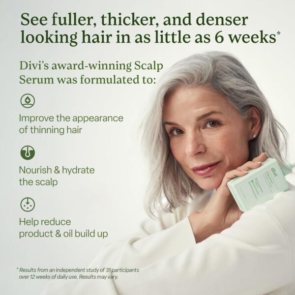Divi Scalp Serum for Thinning Hair Clinically Tested, Nourishing Formula with Amino Acids, Caffeine & Rosemary Oil Promotes Healthy Scalp & Fuller-Looking Hair, Reduces Oil & Product Buildup