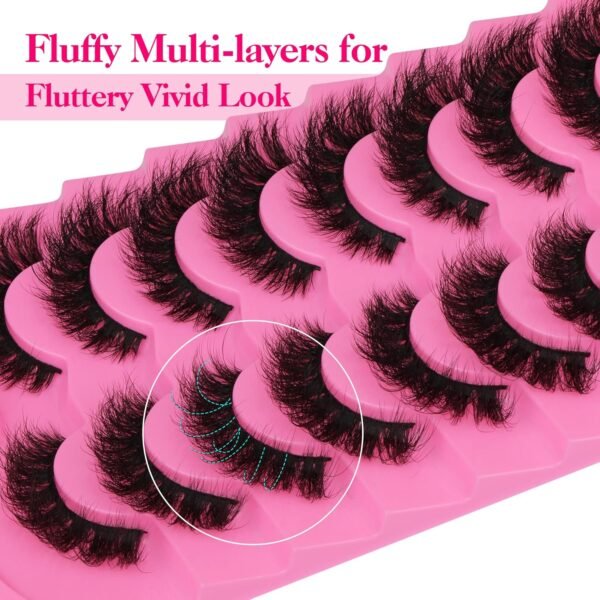 81jK2aYUhrL._SL1500_.jpg Mink Lashes Fluffier Wispy False Eyelashes 15mm Natural Thick Volume Fluffy Curly Fake Eyelashes 9 Pairs by Yawamica