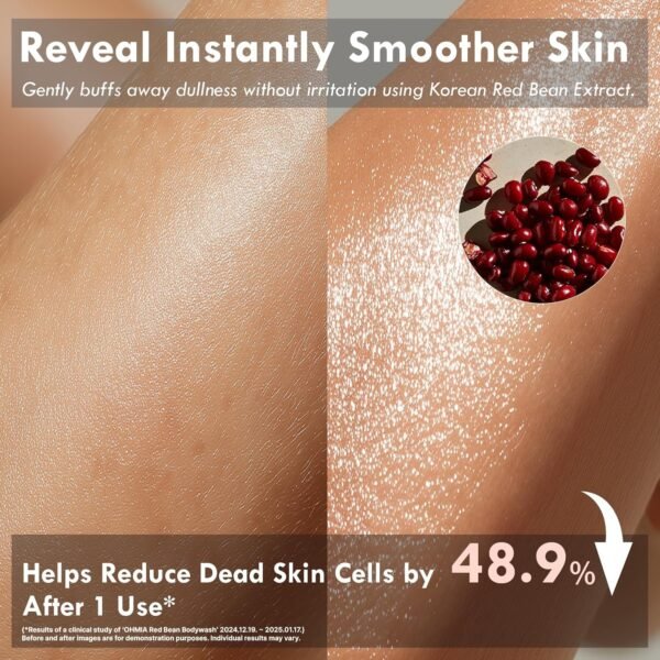 Red Bean Body Wash- Korean Gentle Exfoliating & Hydrating Cleanser, Visibly Smooths Skin Texture - Sensitive Skin Tested - Peptides & HA, Vegan & Cruelty-Free - 8.45 fl oz