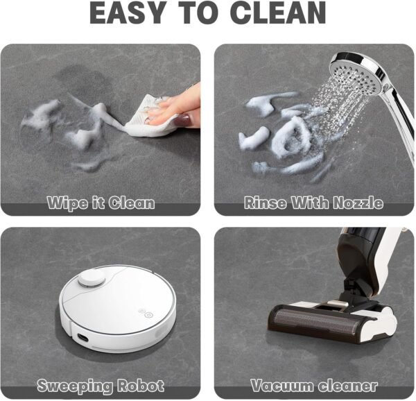 YIHOUSE Dark Grey Bath Mat Rug Sets 3 Piece,Thin Bathroom Rugs Fit Non Slip Bathroom Mat Quick Dry, Absorbent Rubber Bath Mats for Bathroom Floor,Shower