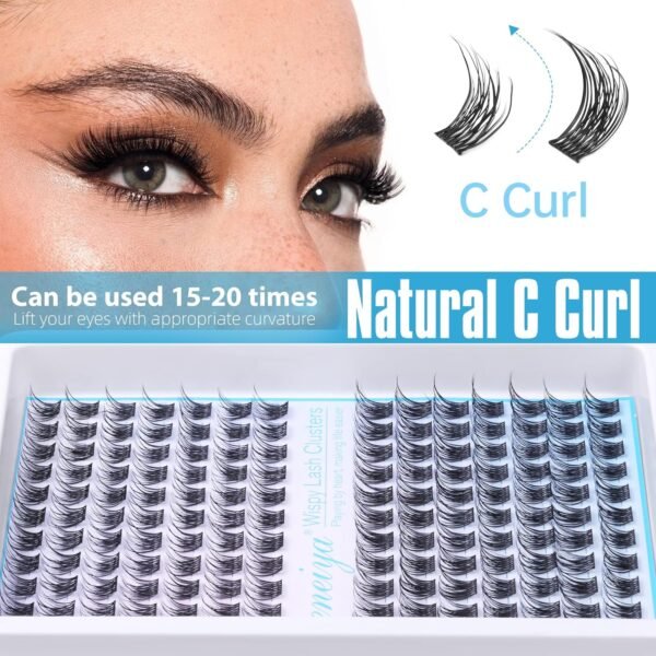 Short Lash Clusters Wispy C Curl Eyelash Clusters 10-12MM Individual Eyelashes Natural Cluster Eyelash Extensions Natural Looking Cluster Lashes by Geeneiya（154PCS, C Curl, 10-12mm)