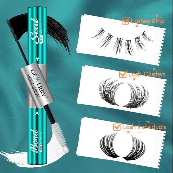 GEMERRY Lash Bond and Seal Waterproof Sensitive Eyes-Friendly Lash Cluster Glue New Upgraded Formula 12 ml Strong Hold Eyelash Glue for Self Use at Home