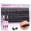 81k3gc1EdDL._SL1500_.jpg Lash Clusters Kit DIY Lash Extension Kit Volume Cluster Eyelash Extension Kit D-curly Individual lashes 10-18MM Wispy Eyelash Clusters with Lash Cluster Glue and Tweezers by zanlufly