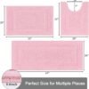 SHACOS Soft Fluffy Bathroom Runner Rugs Set of 3 Bath Mats with U Shape Toilet Rugs Non Slip Washable Bath Rugs Absorbent Bathroom Carpet for Shower Tub, Pink