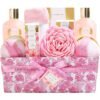 Spa Gift Baskets for Women, Spa Luxetique Bath Set, 12 Pcs Rose Gifts Set with Bu