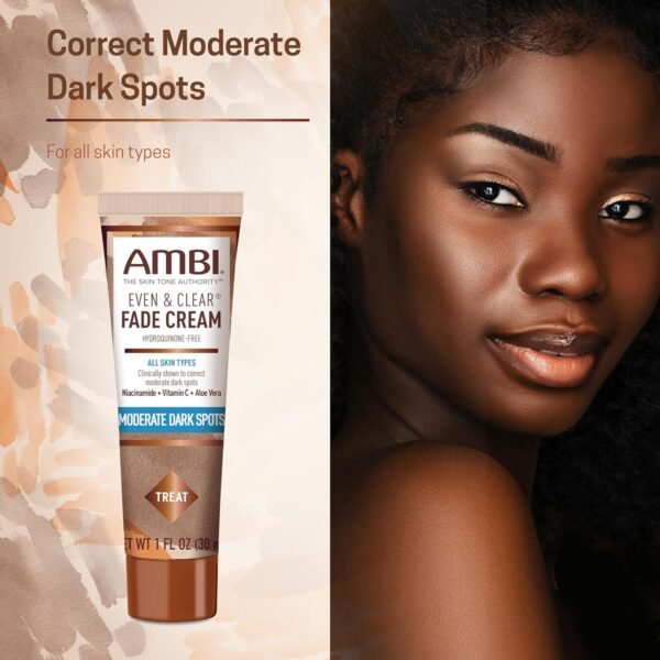 81kW75hyJ8L._SL1500_.jpg Ambi Even & Clear Fade Cream, Hydroquinone-free, Hyperpigmentation Treatment, Dark Spot Corrector, Results In As Little As 4 Weeks, Niacinamide, Aloe Vera, Vitamin C, 1 Fl Oz