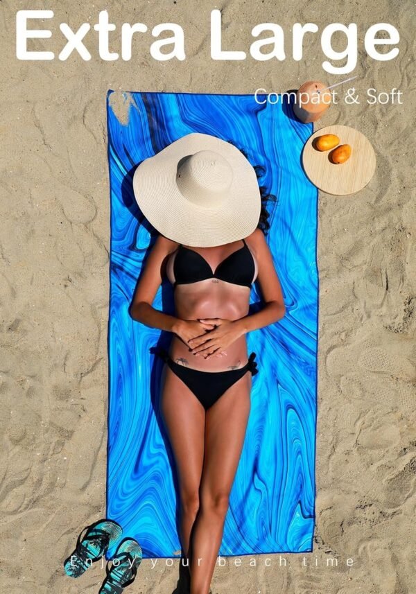 Microfiber Lightweight Beach Towel Sand Free Quick Dry Absorbent Thin Compact Towels for Swimming Pool Camping Beach Accessories Large Easy Pack Travel Things for Vacation Essentials Gift Adult