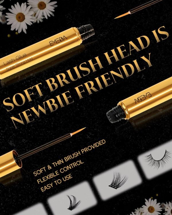 Lash Eyelash Glue Adhesive Waterproof - Chamomile Super Strong Hold Latex Free Hypoallergenic Formaldehyde-Free Strip Eyelash Adhesive 5ml 0.17fl.oz Clear Lash Glue by EMEDA (White)