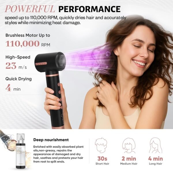 7 in 1 Professional Hair Styling Tool – Hot Air Brush Set, Multi-Styler and Blow Dryer Brush Straightening and Curling, Ionic & Infrared Tech, Cool Shot, 3 Heat & Speed Settings, Includes Travel Bag