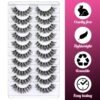 81kpkWdo0ZL._SL1500_.jpg Veleasha Lashes Russian Strip Lashes Eyelashes with Clear Band Looks Like Eyelash Extensions D Curl Lash Strips 10 Pairs Pack (DT01)