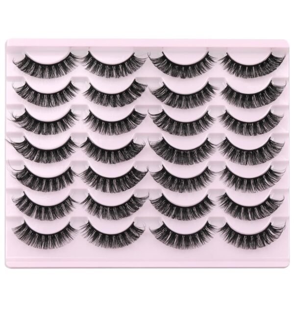 81kuIoOWW-L._SL1500_.jpg False Eyelashes Russian Strip Lashes Volume Fake Eyelashes Extension D-Curly Wispy Handmade Soft Reusable 14 Pairs Lashes Pack