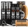 Beard Grooming Kit, Beard Oil and Balm, Beard Wash & Conditioner, Beard Brush & Comb Set with Scissors, Birthday Gifts for Men, Valentines Gifts for Him, Fathers Gifts for Dad, Stocking Stuffers