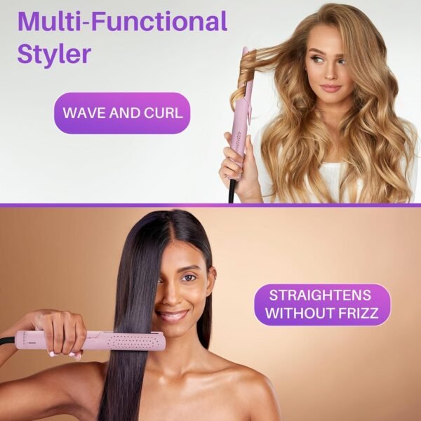 81l4zHPgz1L._AC_SL1500_.jpg Asani 360° Airflow Styler - 2-in-1 Professional Curling Wand & Hair Straightener - Flat Iron Curler with Cooling Fan, Air Vents - Crimper Styling Tool for Volume & All-Day Curls - for All Hair (Pink)