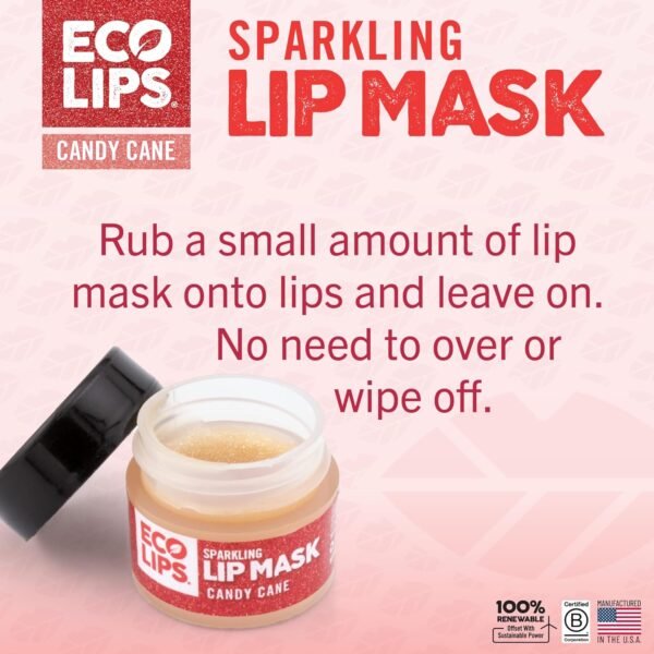 81lKJph39ML._SL1500_.jpg Eco Lips Sparkling Vanilla Mint Candy Cane Lip Mask and Sugar Lip Scrub for Holiday Gifting, Stocking Stuffers, 0.25 oz. (2 ct)