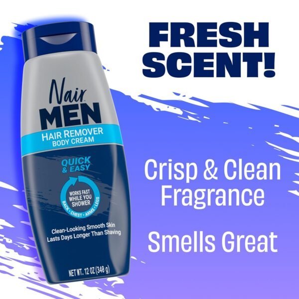 Nair Men Body Cream Hair Remover, Body Hair Removal Cream, 12 oz