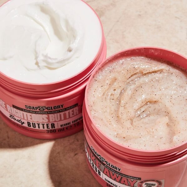Soap & Glory The Righteous Moisturizing Body Butter - Hydrating Vegan Body Moisturizer for Dry Skin with Shea Butter, Vitamin E & Rosehip Seed Oil - Rich Cream for Women & Men (300ml)