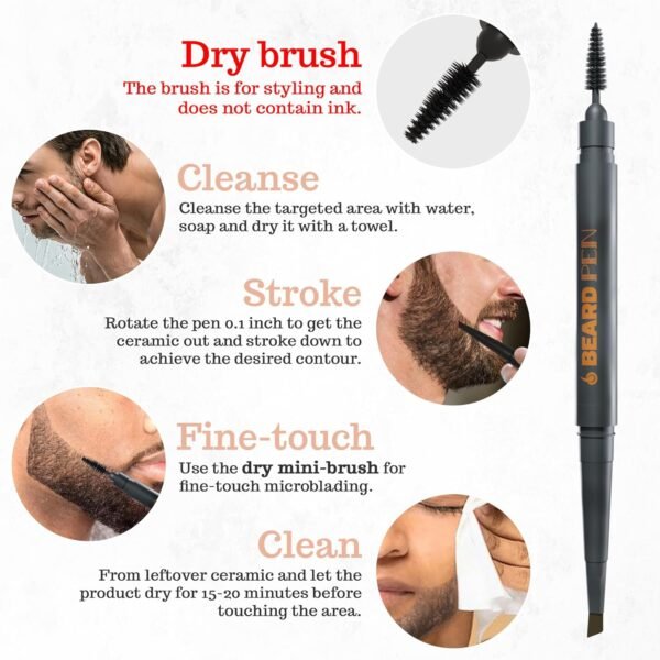 81lmOTaXVkL._SL1500_.jpg Beard Pen Filler for Men - Barber Styling Grooming Pencil - Waterproof Proof, Sweat Proof, Long Lasting Solution with Natural Finish - Cover Beard and Scalp Patches in Seconds - Black 1 Pack