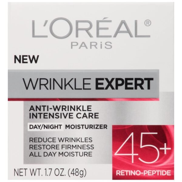 L'Oreal Paris Wrinkle Expert 45+ Anti-Aging Face Moisturizer with Retino-Peptide, Non-Greasy, Suitable for Sensitive Skin, 1.7 fl. Oz