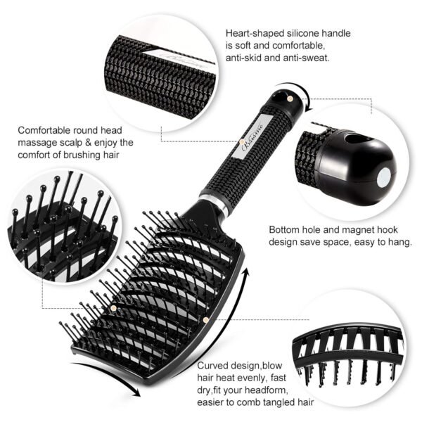 81lwAiwKfkL._SL1500_.jpg Hair Brush, Professional Curved Vented Brush for Faster Blow Drying for Women, Men, Paddle Detangling Brush for Wet Dry Curly Thick Straight Hair