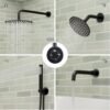 CASAINC 4 Functions Shower Faucet Set Wall Mounted Rainfall Shower System with 10" & 6" Dual Showerheads,Handheld and Bathtub Spout, Matte Black